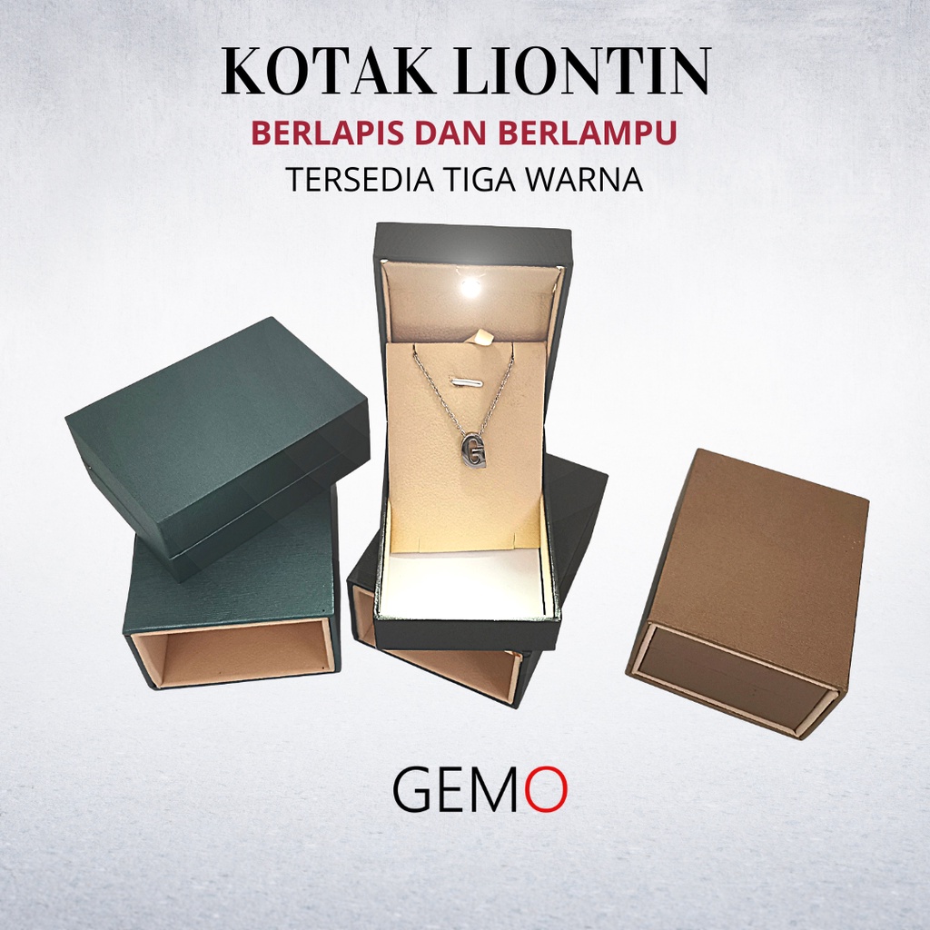 Kotak Liontin Berlapis / Pendant Box dengan Lampu LED Tempat Perhiasan Jewelry Murah Cocok Untuk Gift / Hadiah, Lamaran, Mahar Pernikahan, Hantaran Tunangan, Seserahan Pernikahan