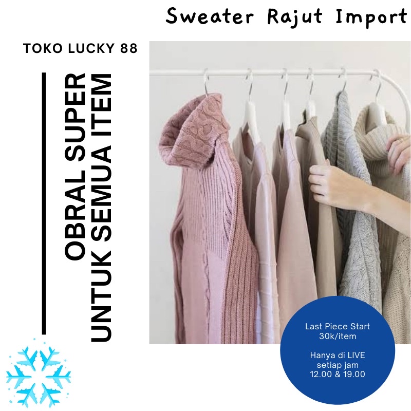 Sweater Rajut Import Toko Lucky 88 Perlengkapan Musim Dingin Salju Snow Winter