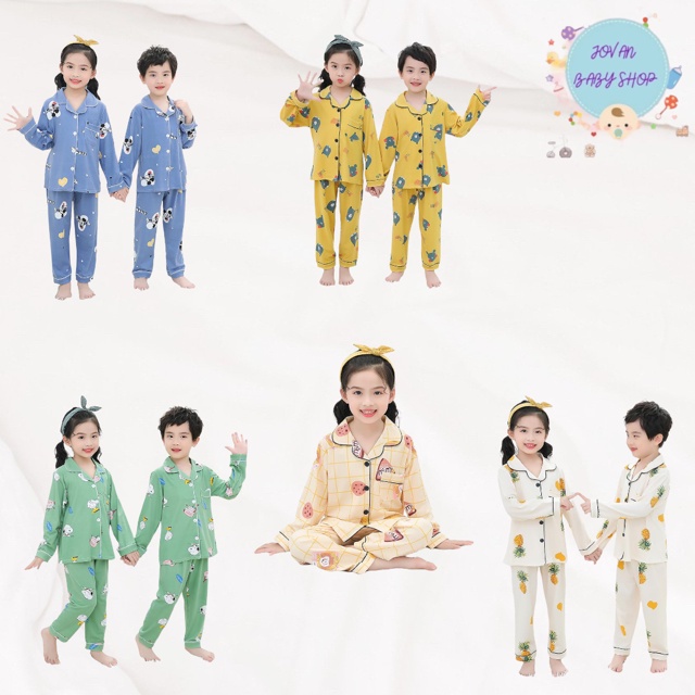 Setelan Piyama Bayi/Anak panjang Kancing Depan 9bln-5T Baju Tidur Anak & Bayi Import