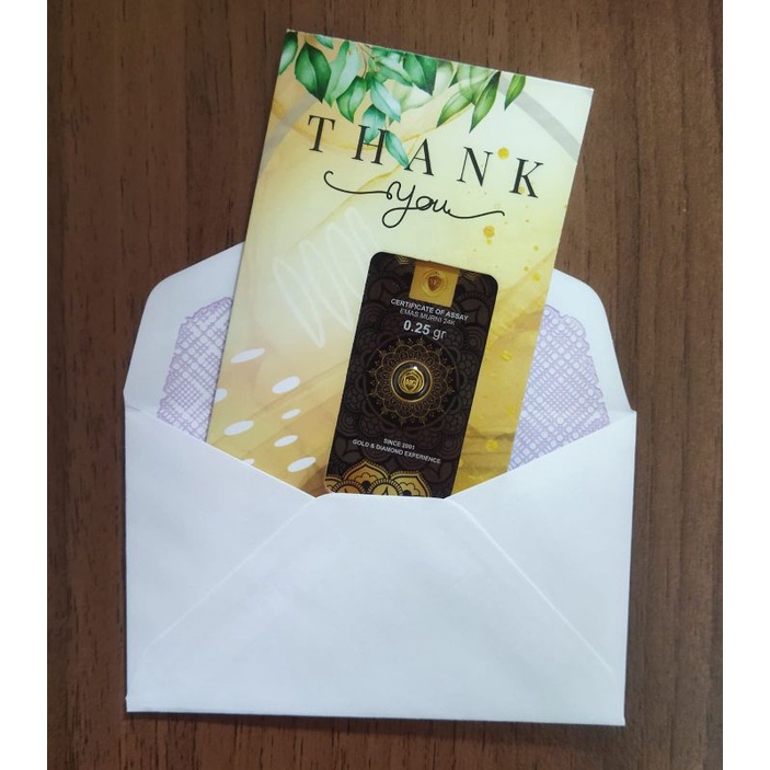 Kartu Ucapan Minigold, Eoa gold, emas mini, salam gold + gratis Amplop putih-Thank you