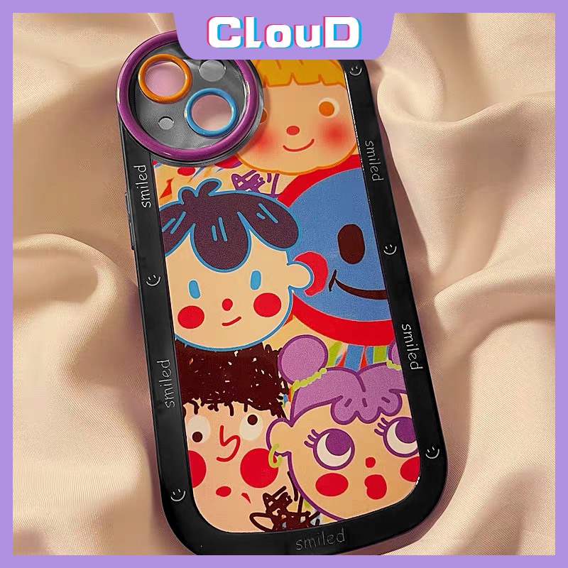 Kartun Smiled Soft Case Oppo A95 A57 A17 A17 A16K A16E A55 A16 A16S A15 A7 A15s A5 A9 A53 A31 A33 A3s A7 A54 A96 A5s A12 A74 A76 A12E A36 Reno 6Z 5Z 8sarung Airbag Anak Graffiti Lucu