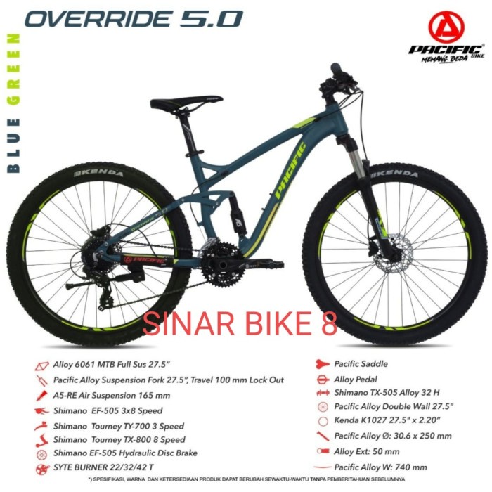 Sepeda Gunung 27,5 Inch MTB PACIFIC OVERRIDE 5.0 Alloy Full Suspensi