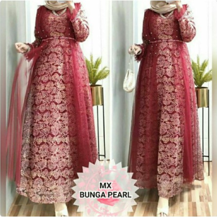 Baju Gamis Muslim Terbaru 2020 2021 Model Baju Pesta Wanita kekinian Bahan Brokat Kondangan remaja