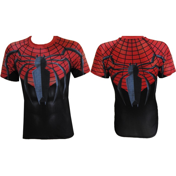 KAOS BAJU SPIDERMAN GYM FITNESS SEPEDA RENANG SUPER HERO PRIA IMPORT
