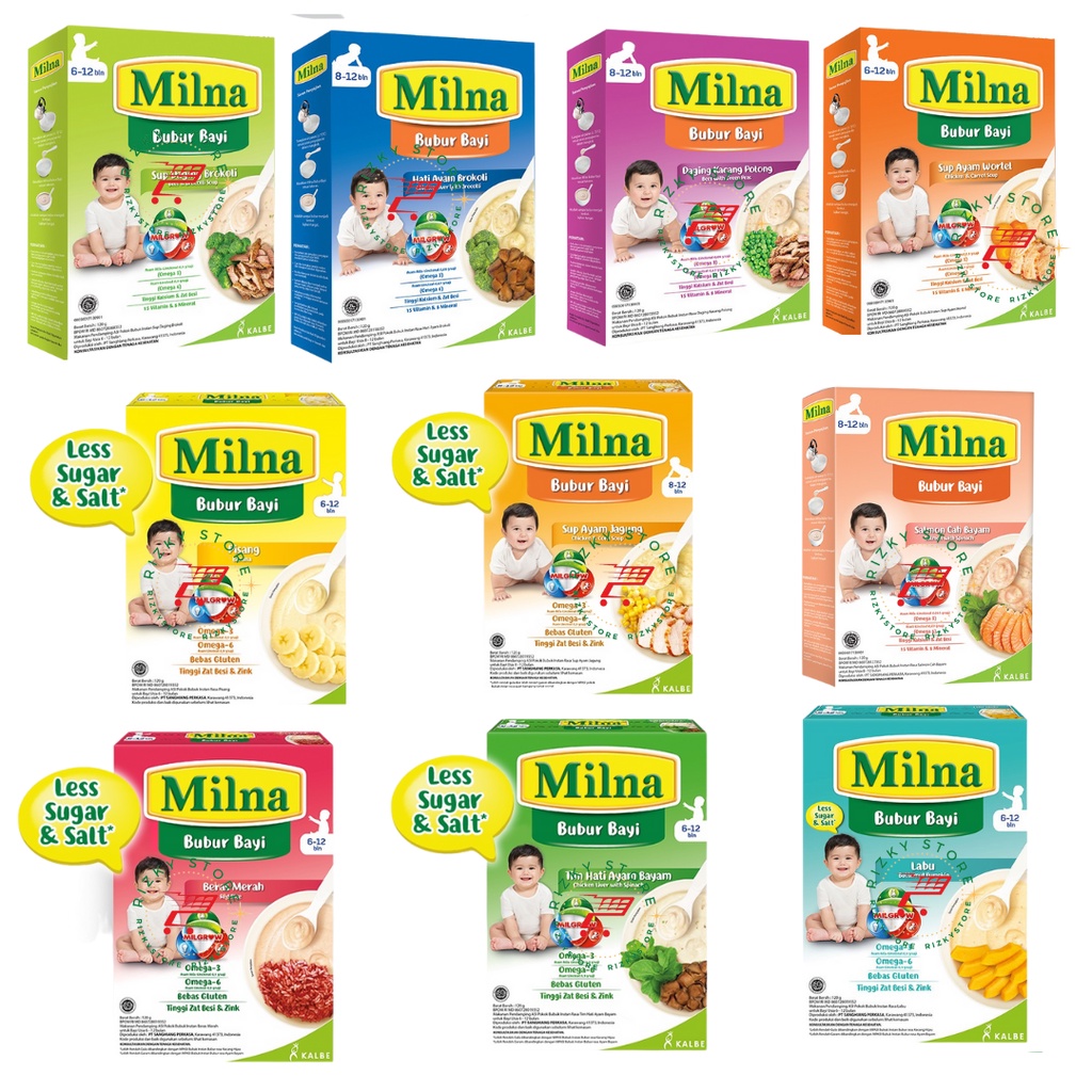 Milna Bubur Bayi 6+ dan 8+  120 gr MPASI Bayi