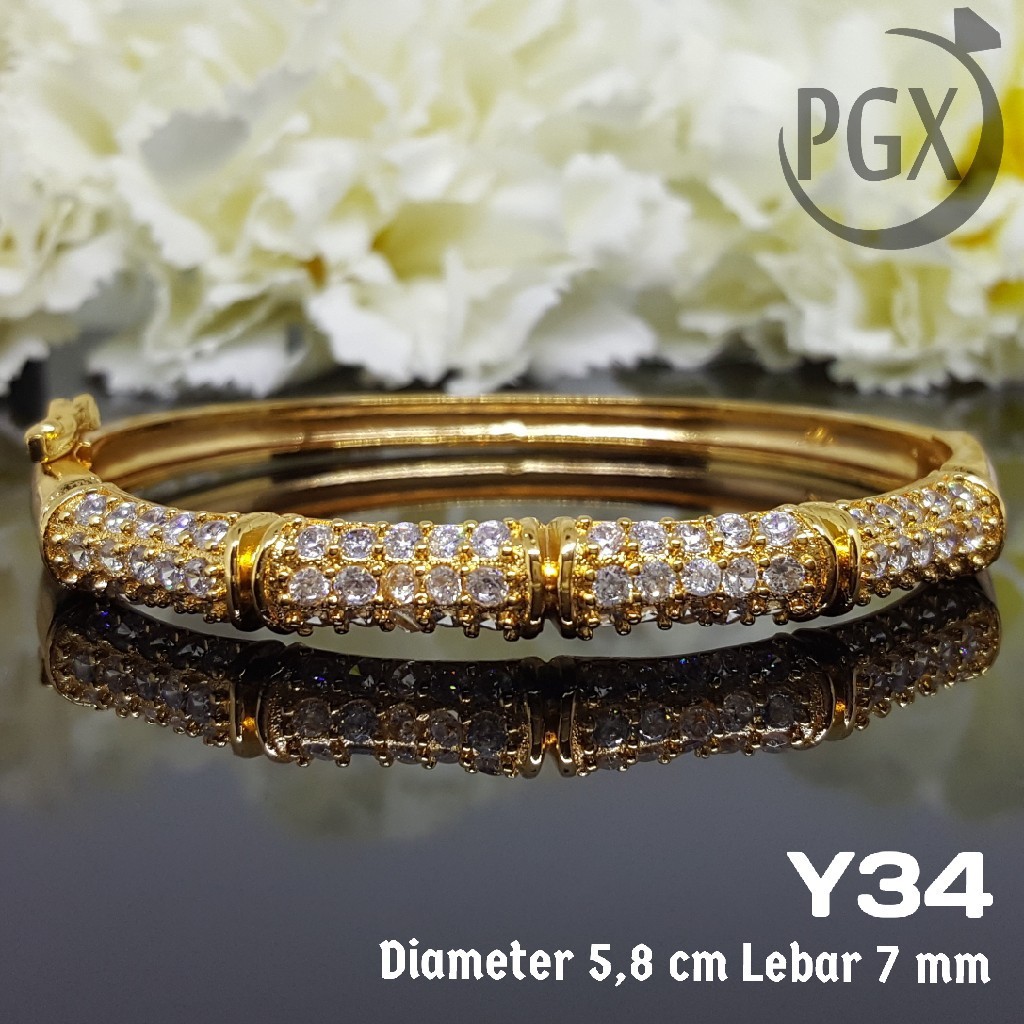 Y034 - Gelang Bangkok Keroncong Dewasa - Set Perhiasan Imitasi Xuping Lapis Emas
