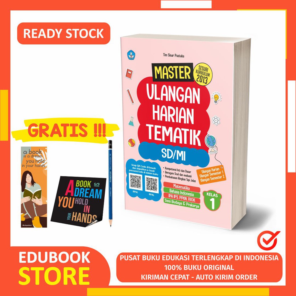 

BUKU MASTER ULANGAN HARIAN TEMATIK SD/MI KELAS 1 - C KLIK MEDIA - BONUS BOOKMARK, PENSIL 2B, STIKER