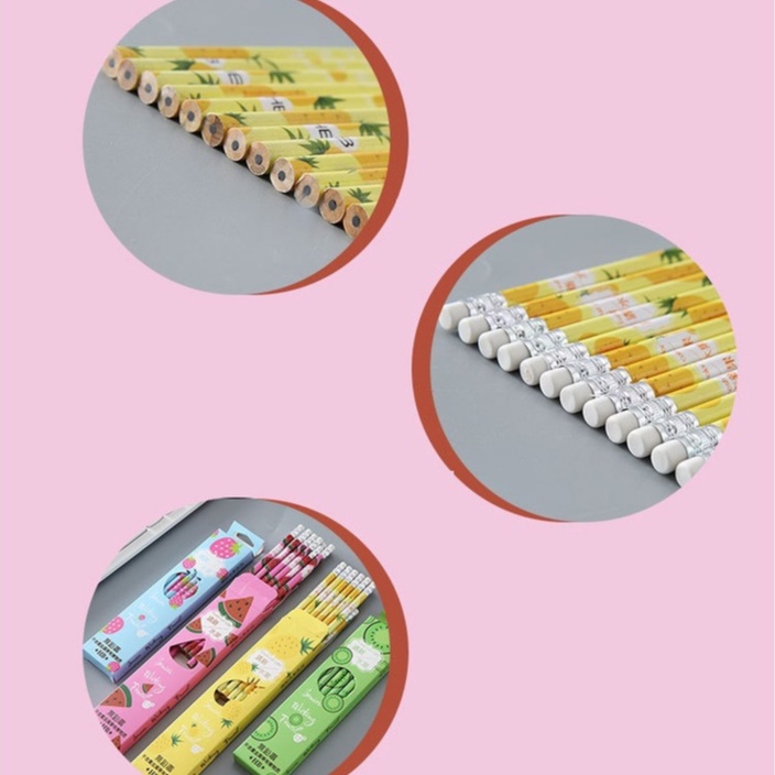 12 Pcs Pensil Pencil Tulis Motif Buah GMALL-ST0047