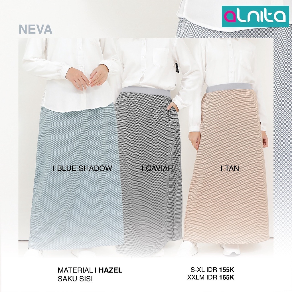 Alnita Rok Neva Bahan Hazel Bawahan Wanita Muslimah Kekinian Trendi by Alnita bisa COD