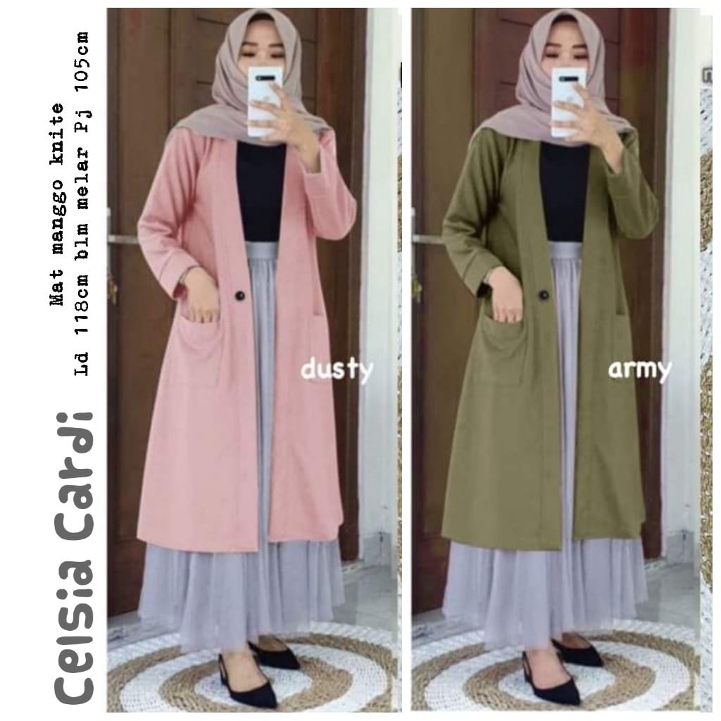 IFANI Celsia Cardi Outer Wanita Bahan Mango Knit Import Tebal Nyaman di Pakai Fashion Muslim Hijab T