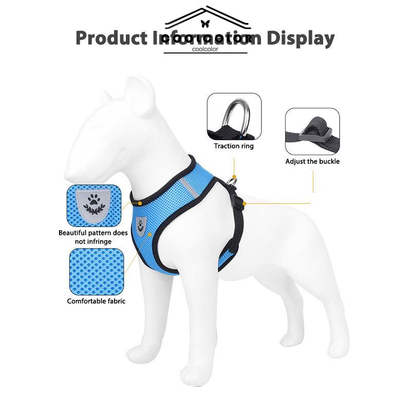 CODPet Chest Back Leash Mesh Strip Reflektif Crossing Road Perlengkapan Hewan Peliharaan tahan aus- cl