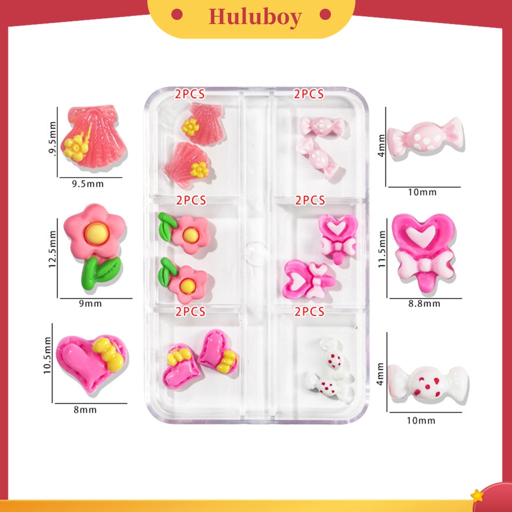 Huluboy Huluboy♡ 1 Kotak Charms 3D Bentuk Kartun Bahan Plastik Untuk Dekorasi Nail Art