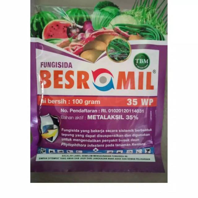 Fungisida sistemik Besromil 35 WP untuk busuk daun dan buah, trotol pada melon, lodoh pada bawang me
