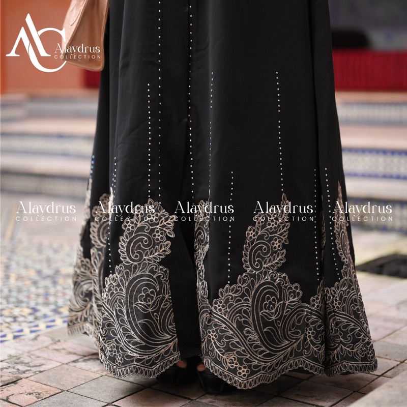 New Gamis Abaya Arab Hitam Ashanty Bahan Jet Black Saudi Kwalitas Boutique 576