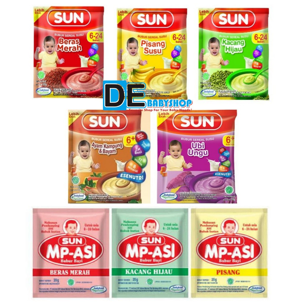 SUN Mpasi Bubur Sereal Sachet 20gr Mp-asi Mpasi Makanan Bayi Usia 6 bulan 6+