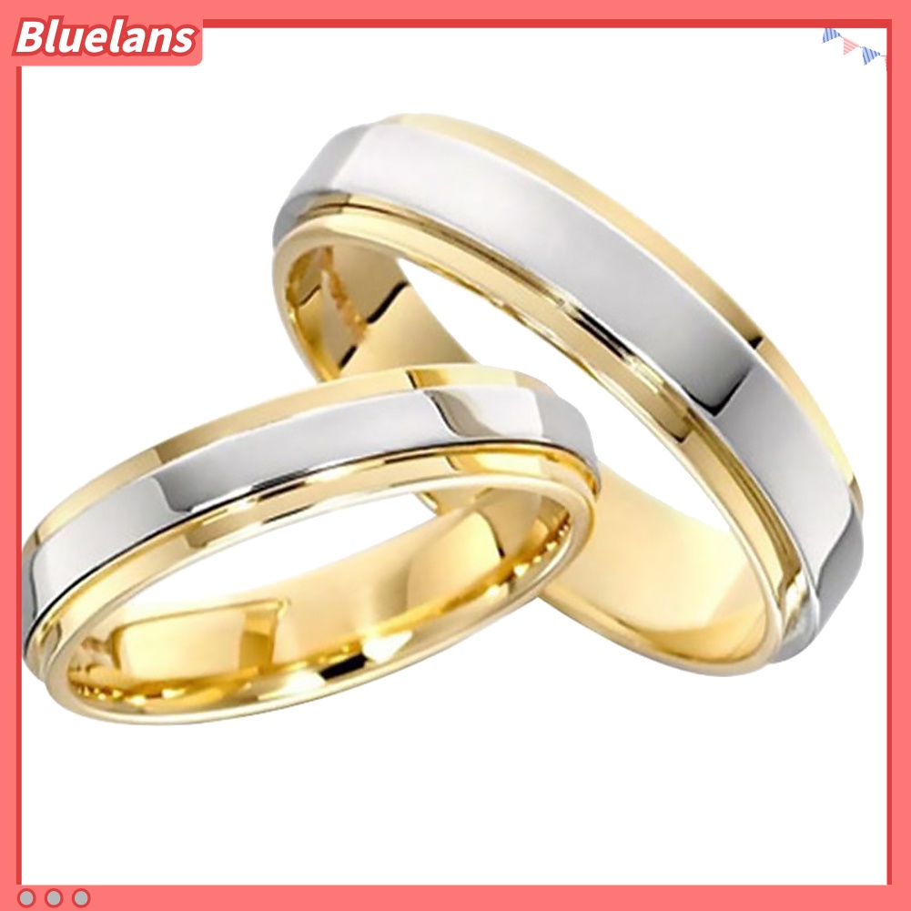 Bluelans Fashion Lover Couples Women Titanium Steel Engagement Wedding Ring Band Jewelry