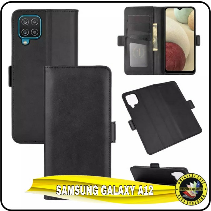 Case Samsung Galaxy A12 A 12 Soft Case Dompet kulit Leather Tekstur