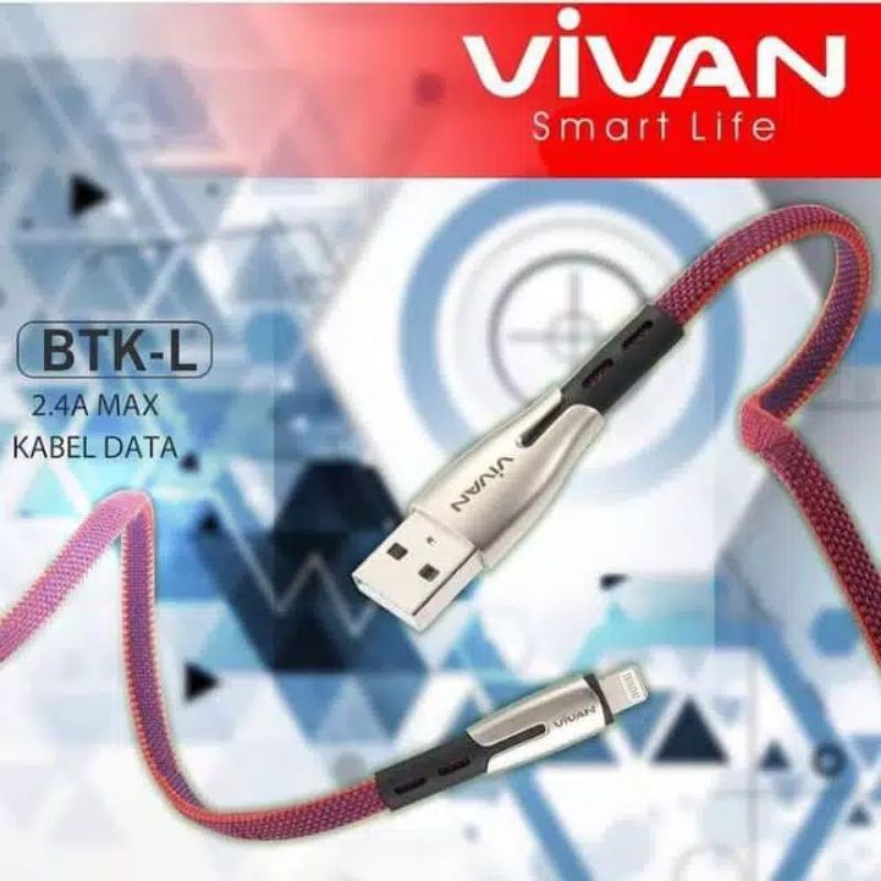 kabel data usb vivan btk-l for iphone preemium quality kabel 1meter