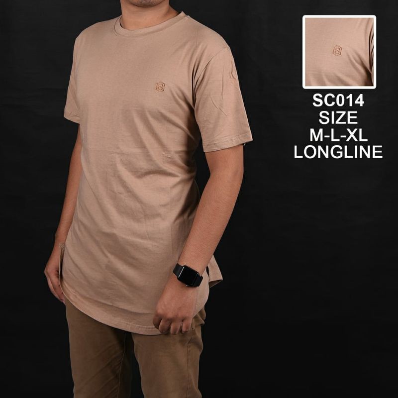 Kaos Pria Longline Lengan Pendek Coklat susu