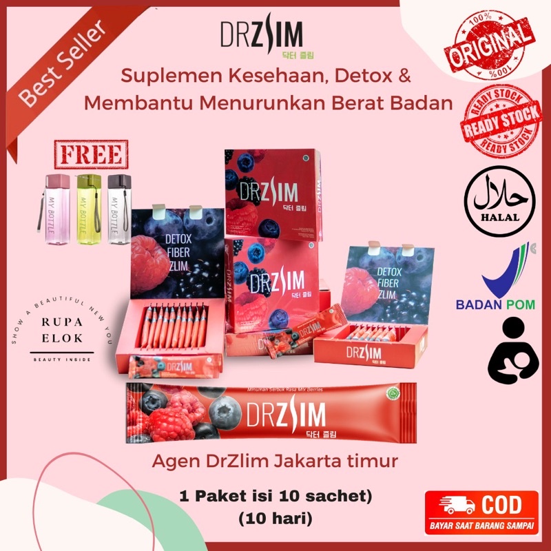 

DrZlim Official Makanan dan Bubuk Minuman Fiber Rasa Mixberry untuk suplemen kesehatan sekaligus detox diet sehat sudah BPOM Halal Aman Busui