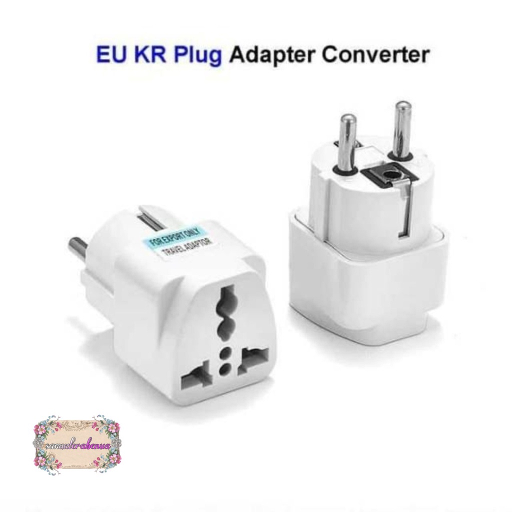 STEKER Adaptor Travel Charger / Sambungan Charger Kaki 3 ke Kaki 2 / EU KR Plug Adapter Converter SB3100