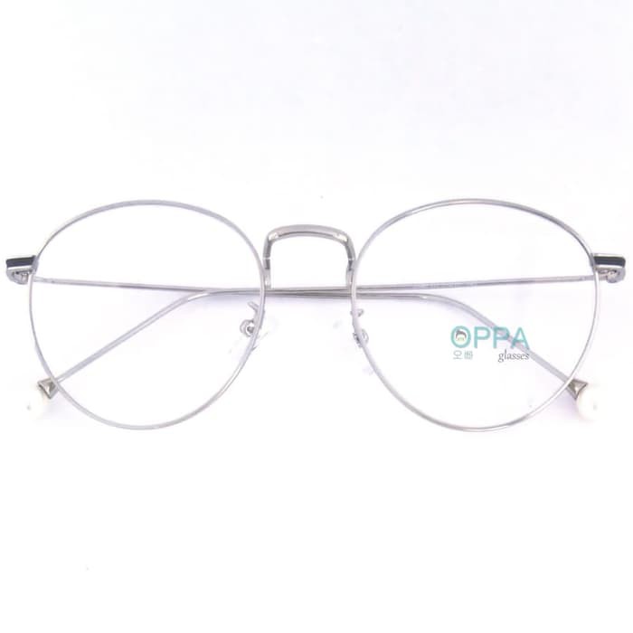 Frame Kacamata Korea Wanita OPPA OP22 FSV Silver Bulat Fashion