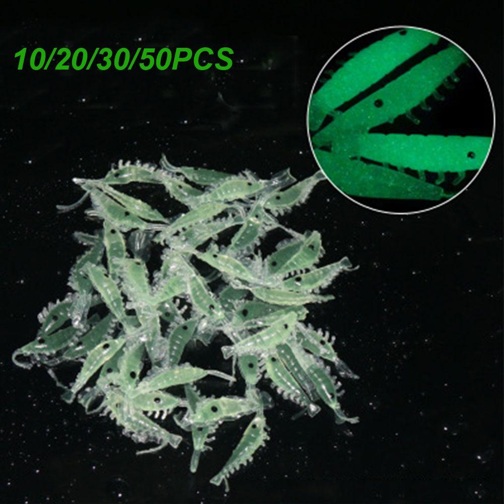 TOP 10 /20 /30 /50pcs Luminous Udang Umpan Pancing Luminous Biomimetic Lembut 3cm Kait Cacing Silikon