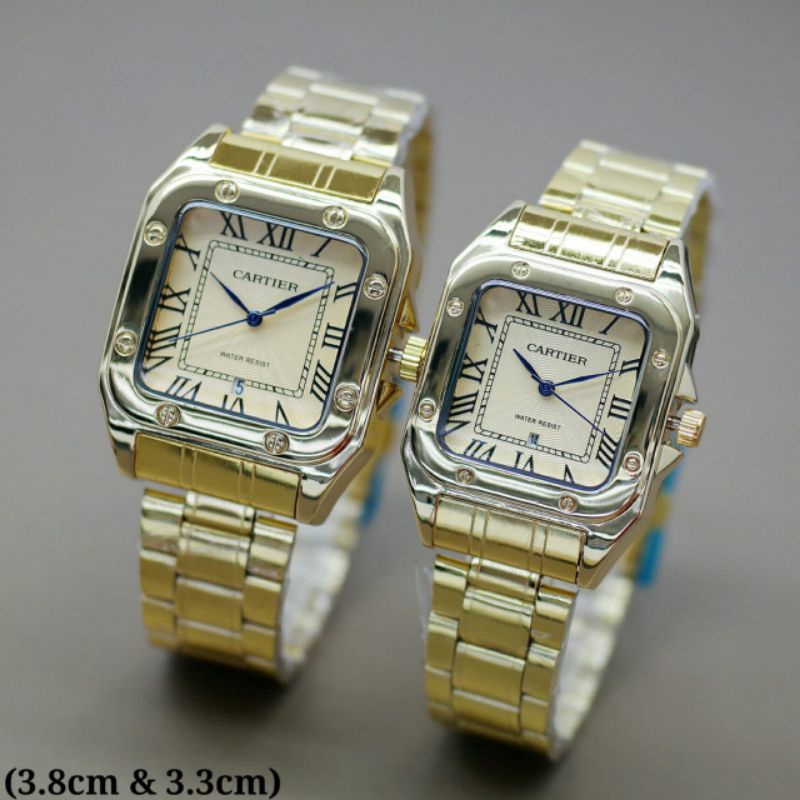 jam tangan couple NEW Cartier rantai tanggal aktif DM3.8cm & DM3.3cm