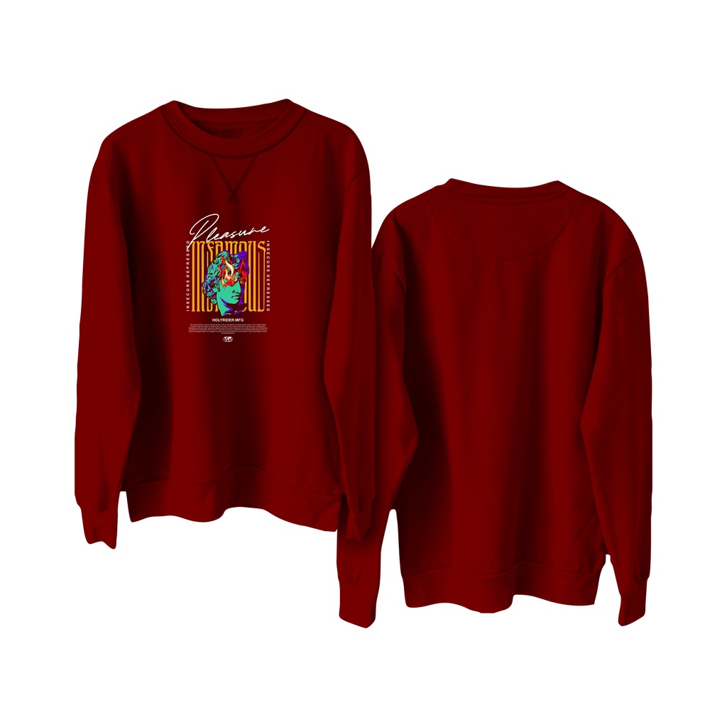 Holyrider Sweter Basic Pleasure || Crewneck sweatshirt sablon DTF  size M - XXL ( Pria &amp; Wanita )