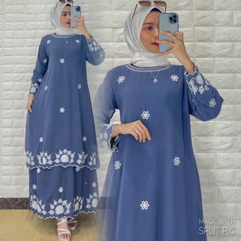 GAMIS MELAYU MALAYSIA BORDIR  2 TINGKAT SOLDER PREMIUM