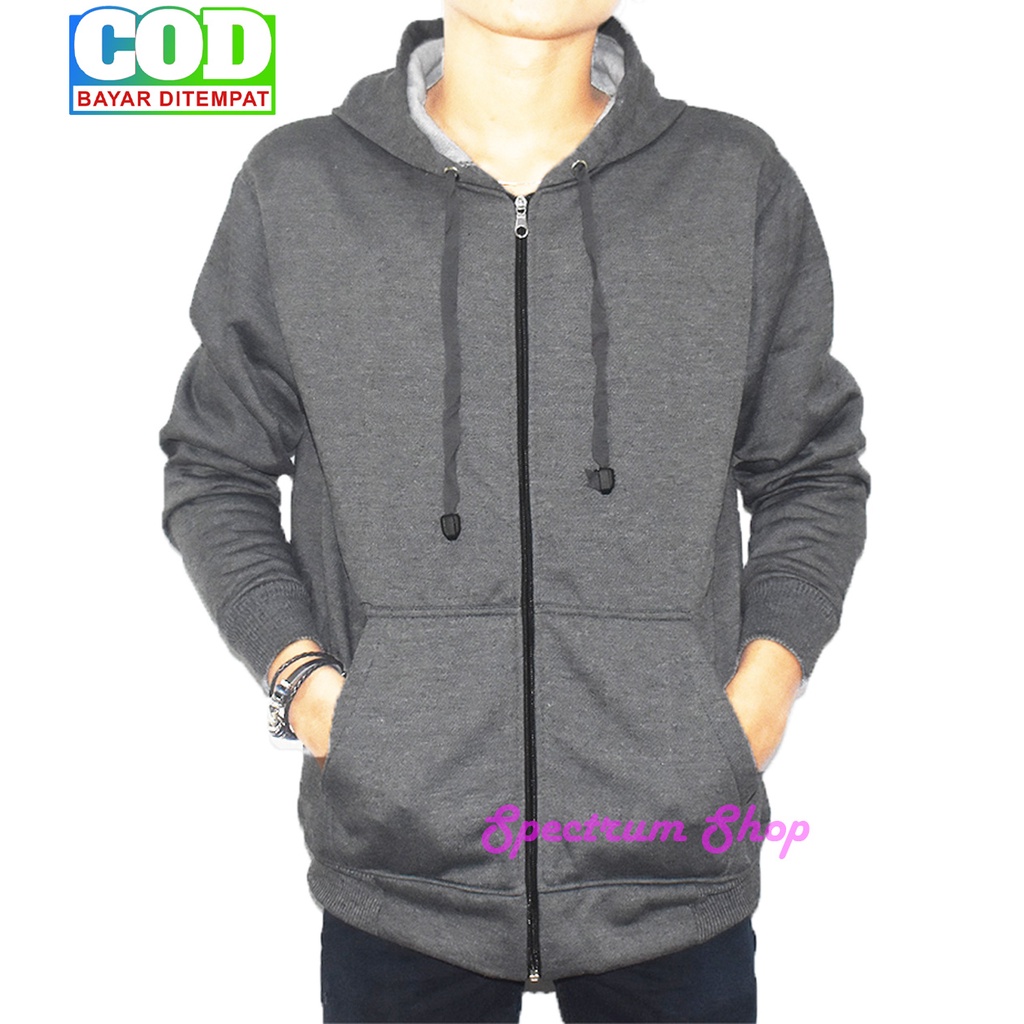 Jaket Sweater Polos Hoodie ZIPPER ukuran S M L XL XXL dewasa