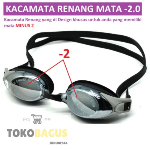 Kacamata Renang Minus 2.0 Anti Fog UV Protection