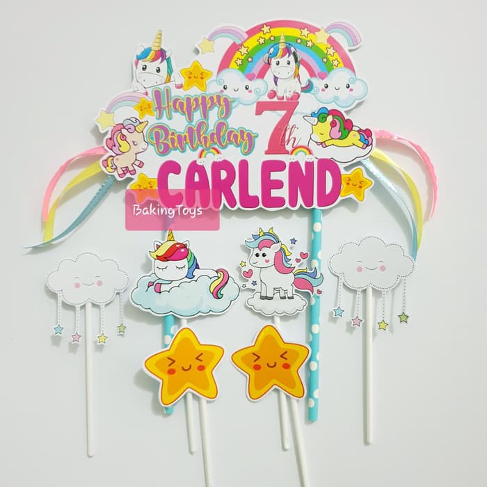 Topper Cake Birthday Unicorn Cute