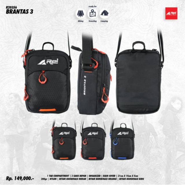 Tas Selempang Travel Pouch Arei Rei Brantas 3 Original Tas Bahu Cowok Keren / Slingbag