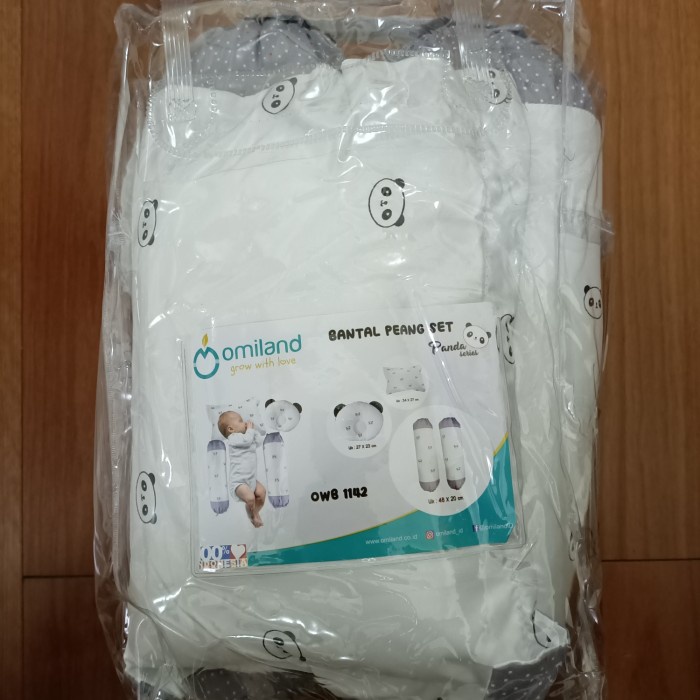 Bantal Guling Bayi Set Omiland Panda Series OWB 1142 + Bantal Peang