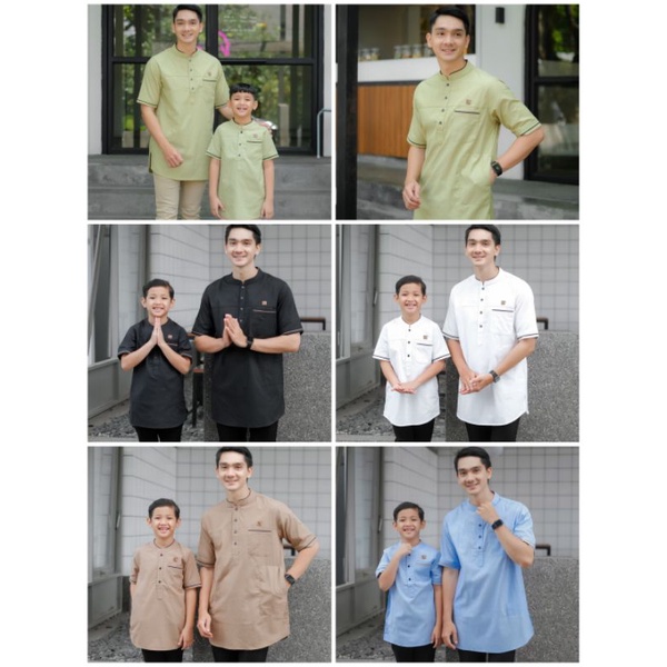 AL-Faeyza Moeslem - Kurta Couple Ayah & Anak Lengan Pendek Motif List Garis-Garis K-Luthfi Original