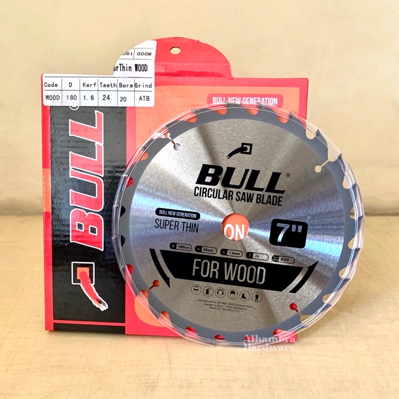 Bull 7” x 24T Mata Potong Kayu Circular Saw Blade TCT Pisau Gergaji