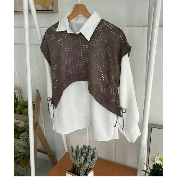 Moon vest/Cod bayar di tempat/Rompi rajut/Hijab style/Sweater murah