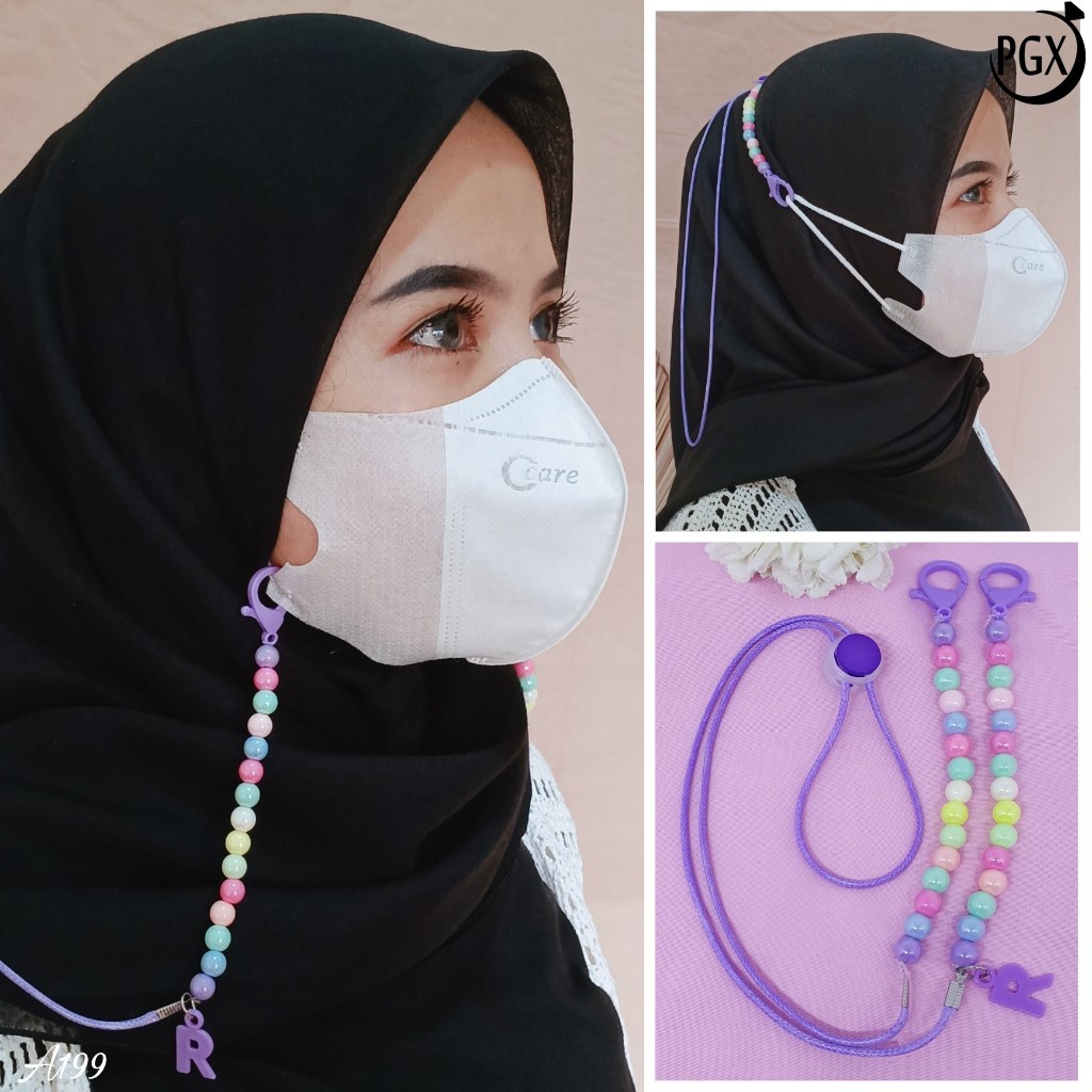 PGX Strap Masker Inisial Nama A-Z Kalung Masker - Tali Masker Kristal Premium 6 MM A199