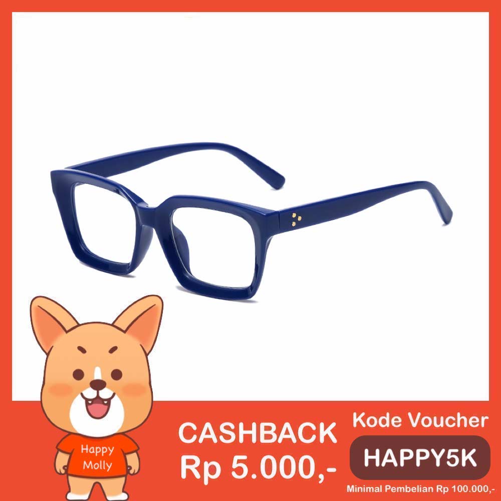 Kacamata UV400 [ Biru ] Anti Radiasi - Sunglasses Pria &amp; Wanita Korea - HM8104