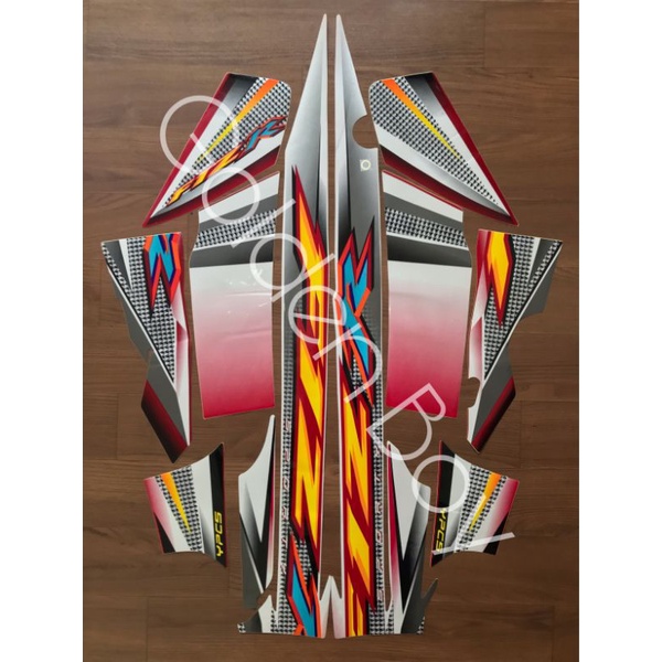 Striping Sticker Stiker fiz r fis r F1z r Fiz R 2004 putih merah