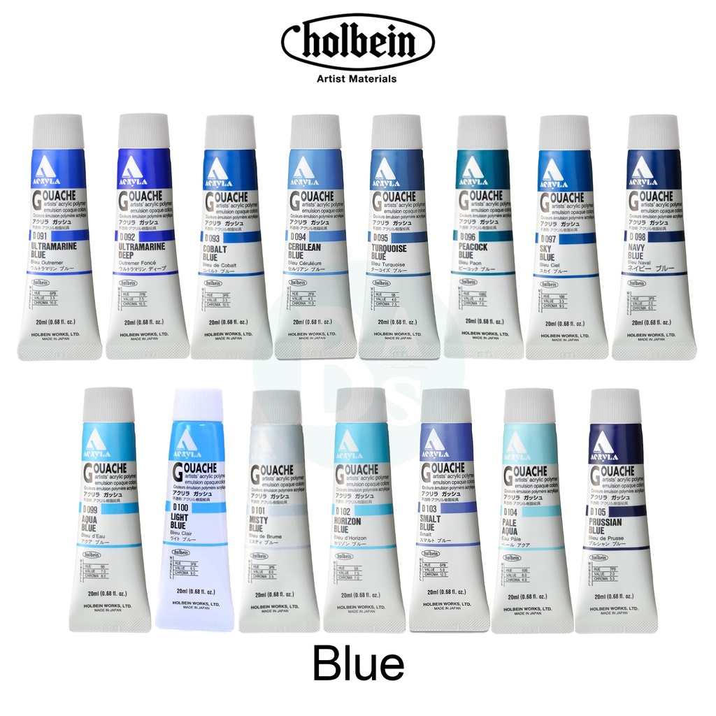 

Acryla BLUE Acrylic Gouache Paint 20ml - Holbein