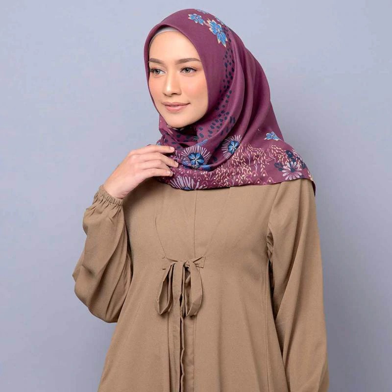 Hijab Kami Idea Yarra Print Scarf Nuvoile Orchid Jilbab Segiempat