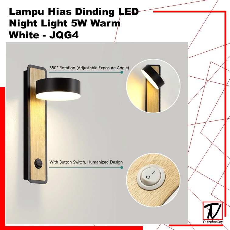 Lampu Dinding Hias Minimalis LED Night Light 5W Warm White - 6715 - Black