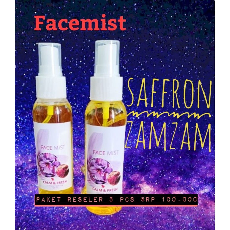 PAKET RESELLER Tanpa /Dengan  stiker 5 PCS Facemist saffron zamzam saffron facemist 100ml face spray