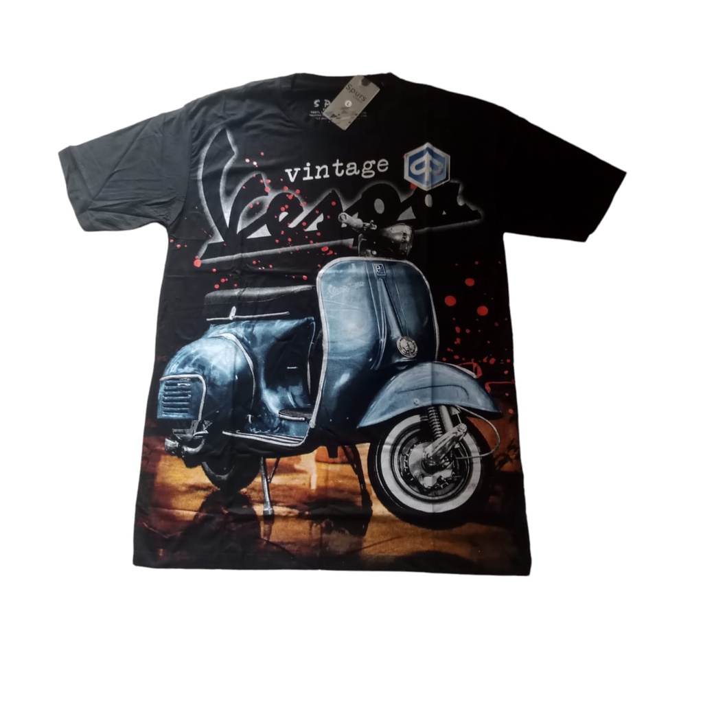 Kaos Baju Oblong Pria/wanita Distro Otomotif VESPA VINTAGE Random/BAJU KAOS ALL SIZE ( L )