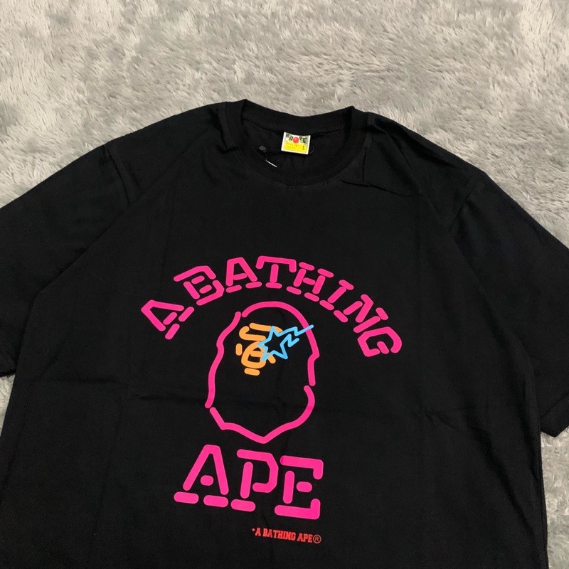 Kaos Tshirt Bape Bathing Ape Neon Sign Fulltag &amp; Lebel