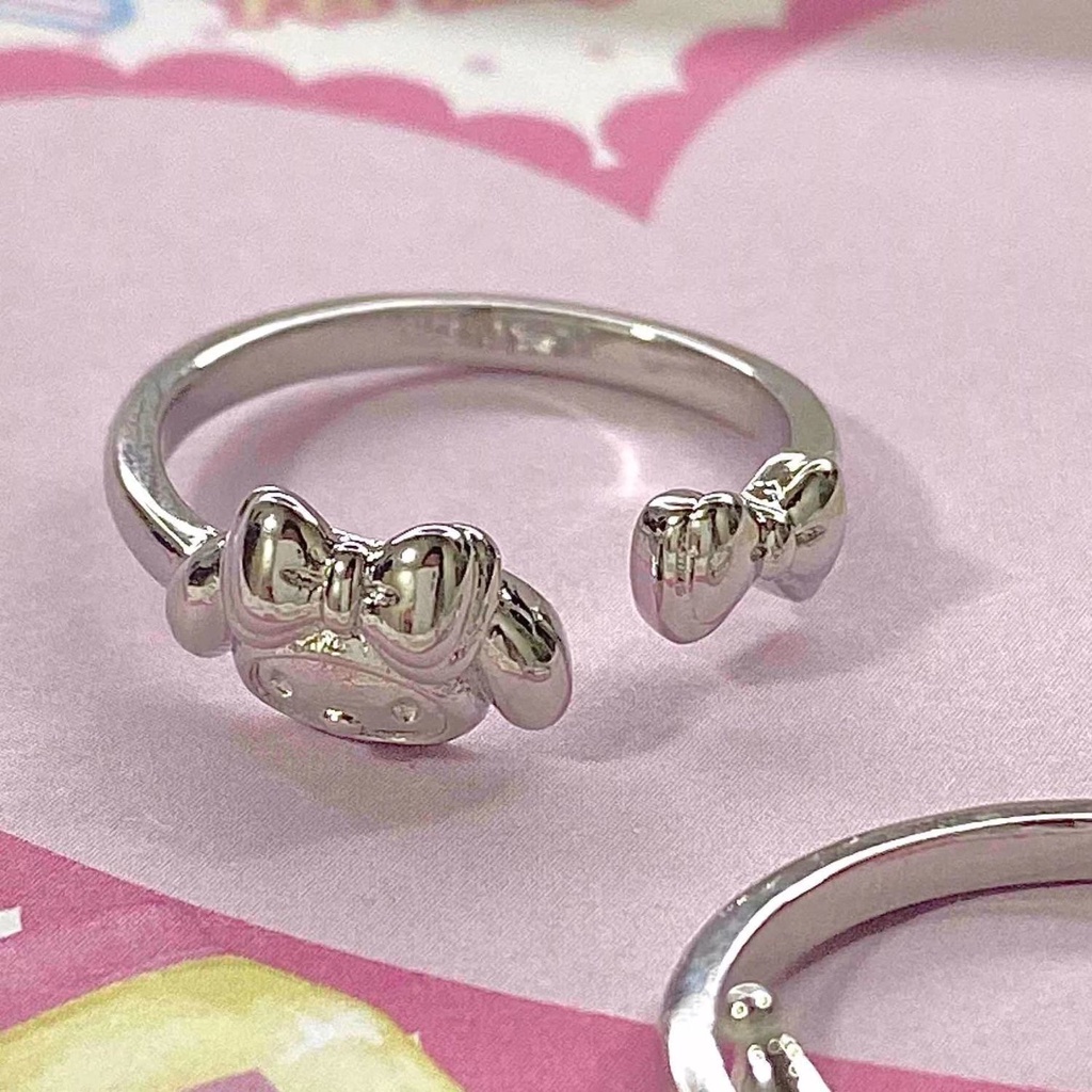 Cincin Lapis Silver Desain Sanrio Kuromi Untuk Pasangan