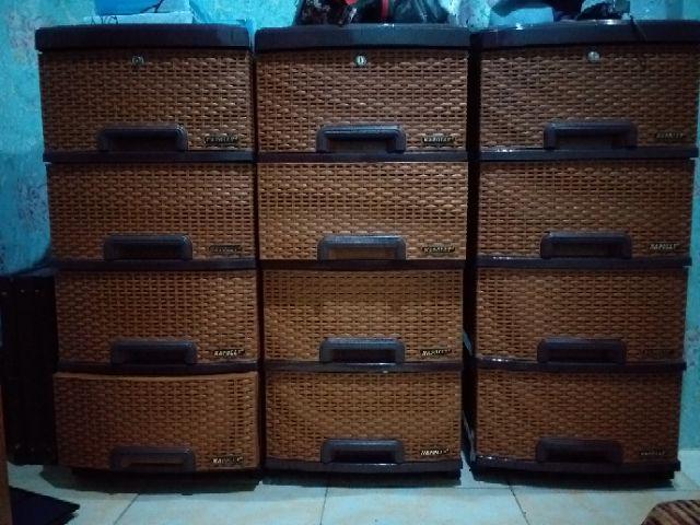 Contener Pakaian Plastik Susun 4 Lemari Pakaian Laci Rotan Susun 4 Napolly