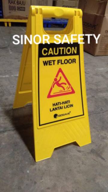 Papan Peringatan Lantai Licin Basah Caution Wet Floor Sign